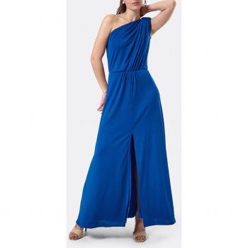 Vestido Azul Maxí Cuplé 600784 – Versión Asimétrica