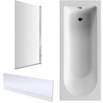 Front Panel & Square Chrome Screen Round 1700mm x 750mm Bathtub