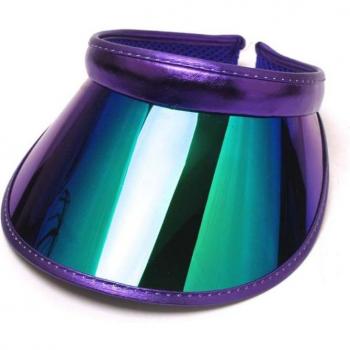 UV Protection Hologram Rainbow Sun Visor Hat with Clip-On Sunglasses