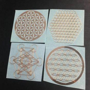 Set de 4 Stickers Metálicos Flor de Vida para Móviles y Copas