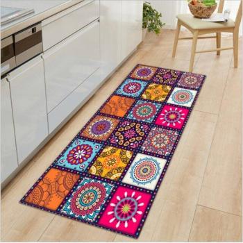 Tapis salon mandala floral avec base antidérapante