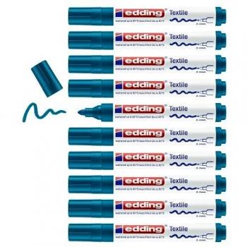 Edding Kreativmarker für Textilien, 4500 Modell, Blauer, 10er Packung, 2-3mm Spitze