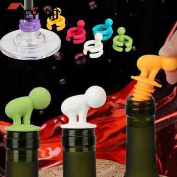 Silicone Wine Bottle Stopper and Glass Marker Set