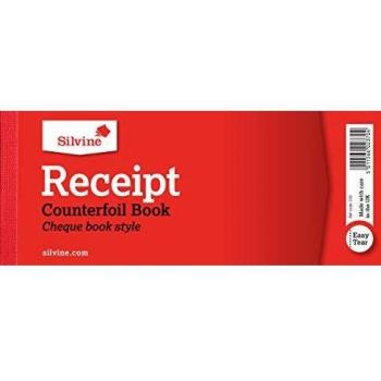 Silvine Receipt Counterfoil Book Cheque Book Style Easy Tear Pack of 12 Ref 233