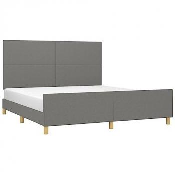 Dunkelgraues Bettgestell ohne Matratze 160x200 cm Stoff mit Kopfteil