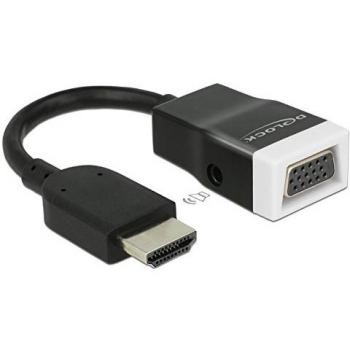 DeLOCK 65587 Adaptador HDMI-A a VGA, 3.5mm Negro, Blanco