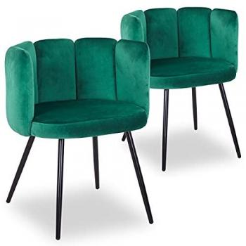Chaise velours vert et pieds métal Tsiamé