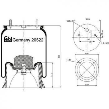 FEBI BILSTEIN 20522 Luftfederbalg mit Kunststoffkolben