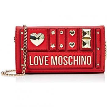 Love Moschino Damen Roter PU Geldschließfach – Maße 10 × 19 × 3 cm