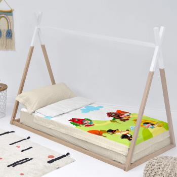 Quiltat Vaddfritt Täcke 90×200 – Mr Fox & Piggys multicolour