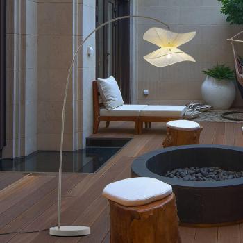 Lampe de terrasse Valdorin en tissu beige 199 cm