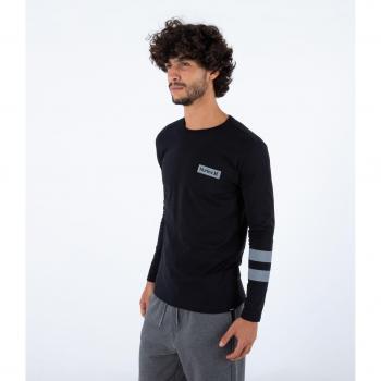 Hurley Camiseta de Manga Larga Negra Oceancare Block Party