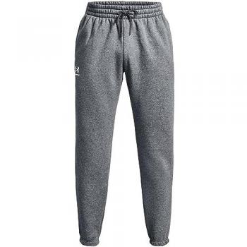 Under Armour Essential Fleece Joggers – Medium, Pitch Gray (Heather) / White, Men's