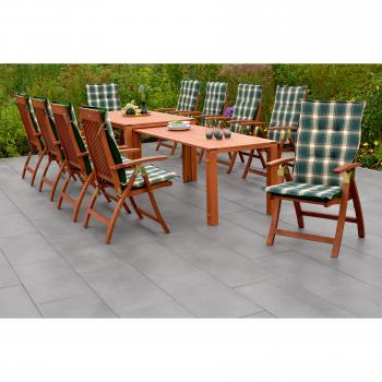 MERXX Garten-Essgruppe Comodoro Komfort, (Set, 21-tlg), 10 Klappsessel, 5-fach verstellbar, inkl. Auflagen, Ausziehtisch
