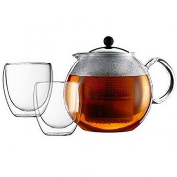 Teiera Assam Bodum 1,5 l con bicchieri di vetro doppio