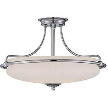 QUOIZEL Griffin 57 cm Chrome Semi-Flush Ceiling Lamp