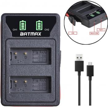 Dual USB LCD Charger with 2 x 1200mAh DMW-BLG10 Batteries for Panasonic LUMIX GF5 GF6 GX7 LX100 GX80 GX85