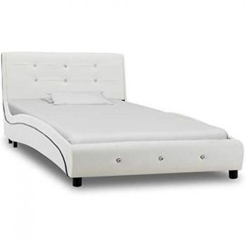White Artificial Leather Bed Frame 90x200 cm
