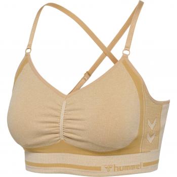 Soutien Sportif Hummel Lulu Scrunch Sans Coutures Beige L Femme