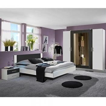 PEGANE Mobilier Adulte Blanc/Anthracite 180 x 200 cm