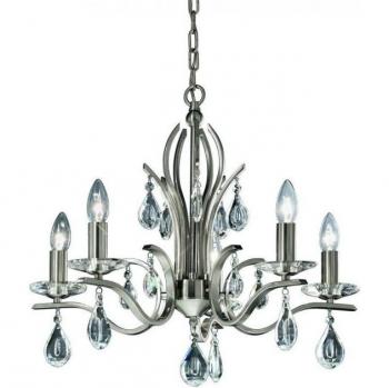Franklite Crystal Accent 5-LED Chandelier, Satin Nickel