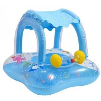 Cañón de Seguridad Traesio: Chaleco Salvavidas Infantil 90x70cm con Capota Azul Claro