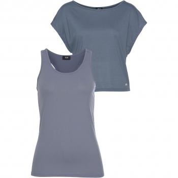 HIS Style‑Badge Training Set – Kurzarm Shirt & Top, Größe 44, Rauchblau