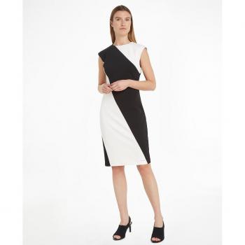 Calvin Klein Women's Two-Tone Knielanges Kleid 'SCUBA CREPE', Größe 42