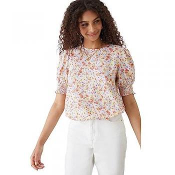 Elegant Women’s Multi Ditsy Shirred Hem Top