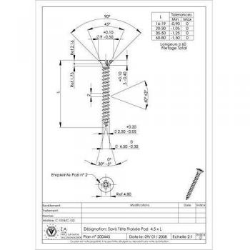 Vis Express Bichromatée Tête Fraisée 4.5x45