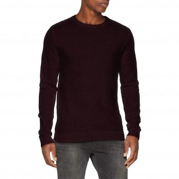 Jack & Jones Pull Jjestructure en Tricot Col Rond Noos, Rouge (Port Royale), Large Homme