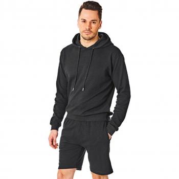 Charcoal Gray Men's Waffle-Knit Hoodie and Short Set (Size S)