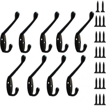 9Pcs Wall Mounted Zinc Alloy Coat Hanger Hooks