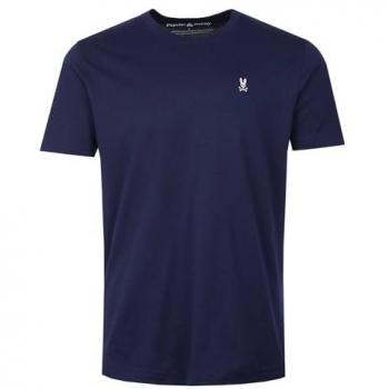Psycho Bunny Men's Classic Blue Crew T-Shirt – Medium Fit