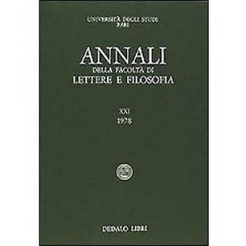 Annali della facoltà lettere e filosofia Università di Bari
