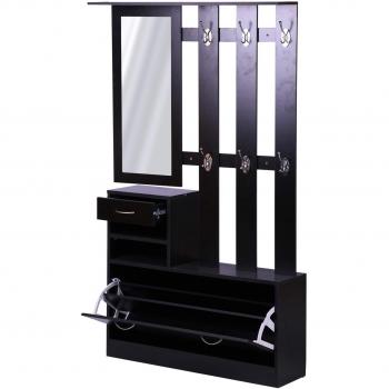 Ensemble Meuble d'entrée avec Panneau Porte-Manteau Noir