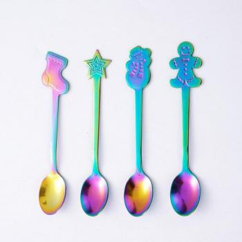 Christmas-themed Stainless Steel Coffee and Dessert Spoon Set