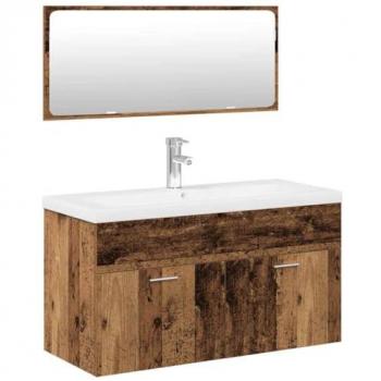 3 Piece Old Wood Engineered Bathroom Furniture Set