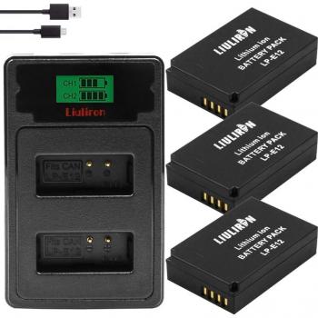 4Pcs 2100mAh LP-E12 Battery + LCD USB Dual Charger for Canon Kiss X7
