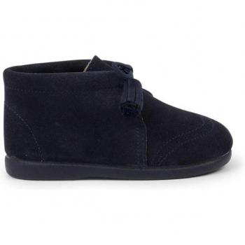 Botas de piel serraje para bebés con picado y borlas