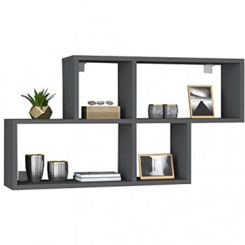 VCM Holz Wandregal Hängeregal Bücherregal 100x53 cm Anthrazit Lusas
