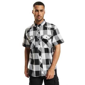 Camicia Check a Maniche Corte Bianco/Nero 6XL