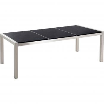 Tavolo Da Giardino In Acciaio E Basalto 220 Cm Nero Lucido
