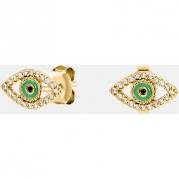 Pendientes Lucky Eye: Formato Corto, Verde y Oro