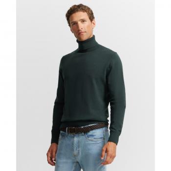 Jersey de Hombre Liso Cuello Vuelto Verde Oscuro Silbon