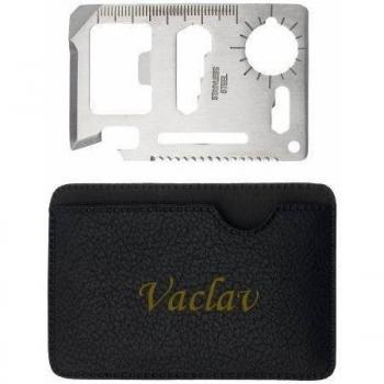 Herramienta multifunción de bolsillo con estuche con nombre grabado: Vaclav (apellido)