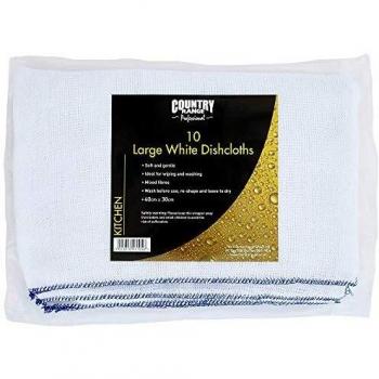 Country Range Large White Absorbent Washcloths, 40cm x 30cm (Pack of 10)