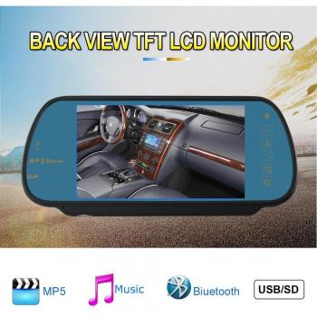 Bluetooth Car Mirror Monitor with 7-Inch Display and FM Transmitter