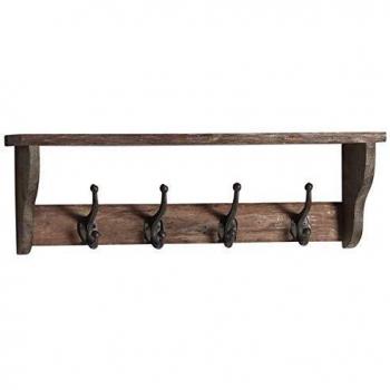 Appendiabiti in legno 4 ganci metallo 63 x 13 x 20 cm