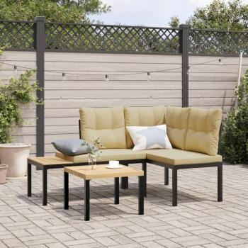 Panche Giardino con Cuscini 2pz Nere Acciaio Verniciato Polvere Vidaxl 492360
